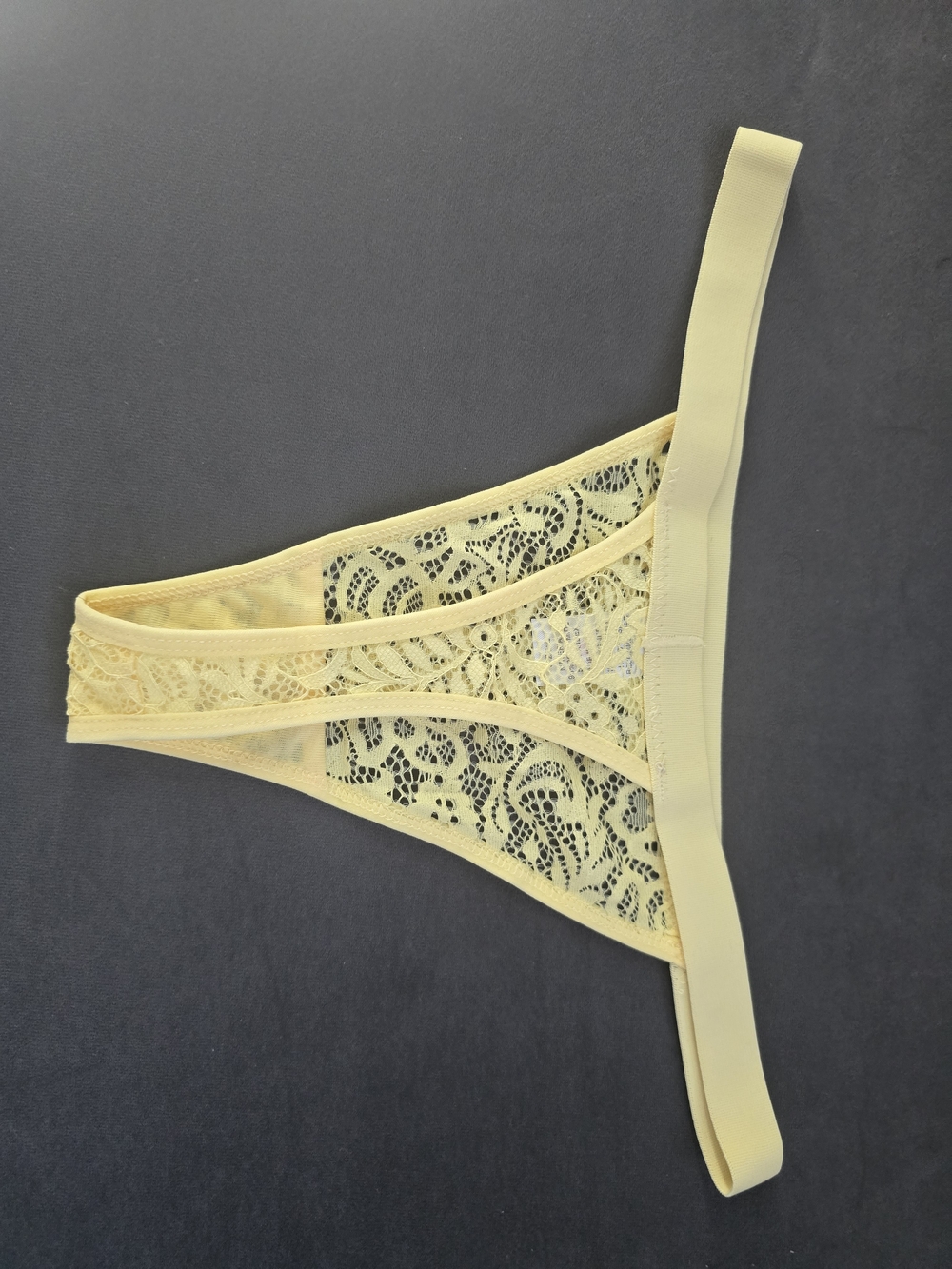 Lace Thong Panty - Pale Yellow